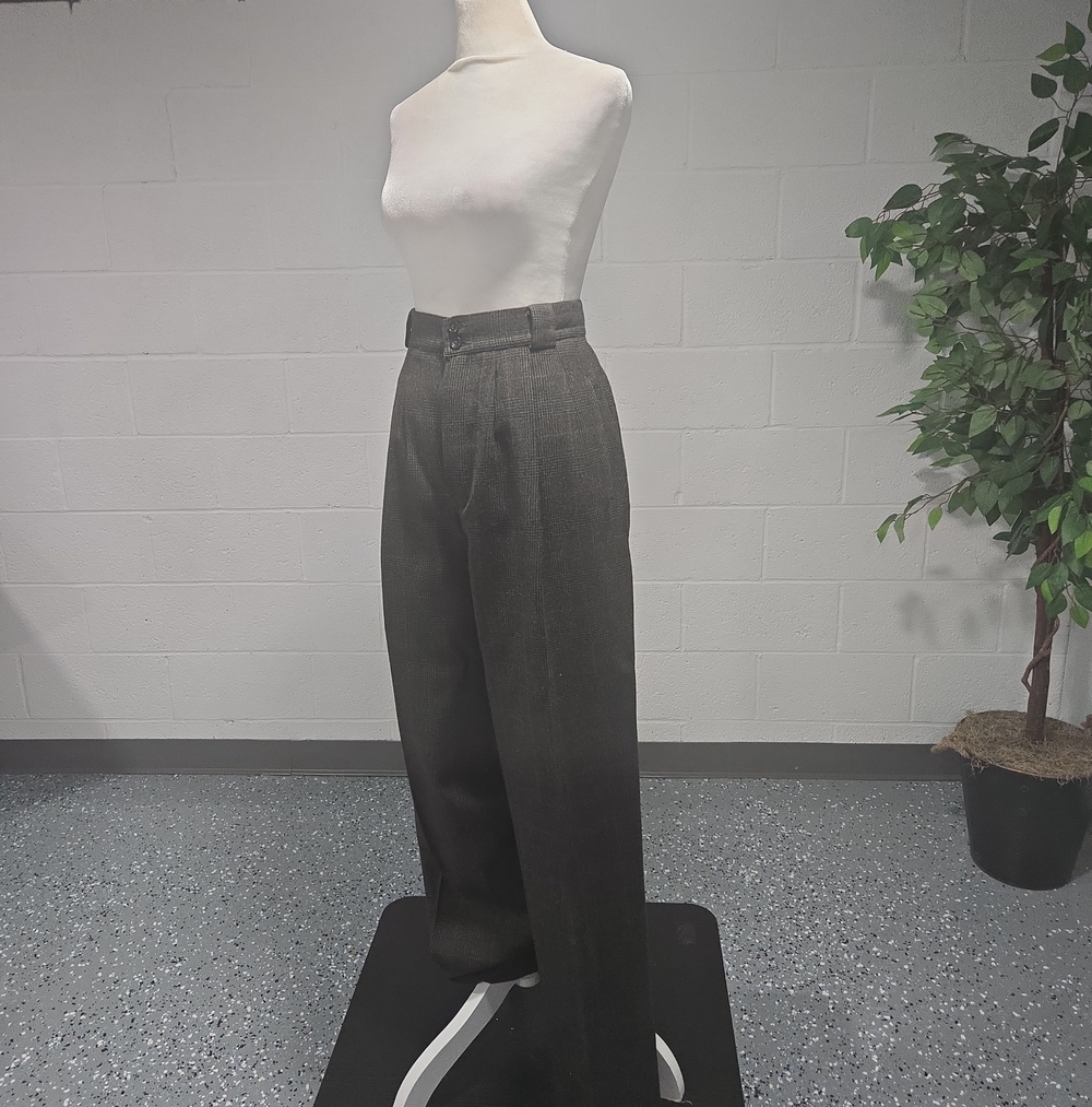 VTG 80s Giorgio Sant' Angelo Wool Plaid Pleated Straight Leg Trousers Womens 8